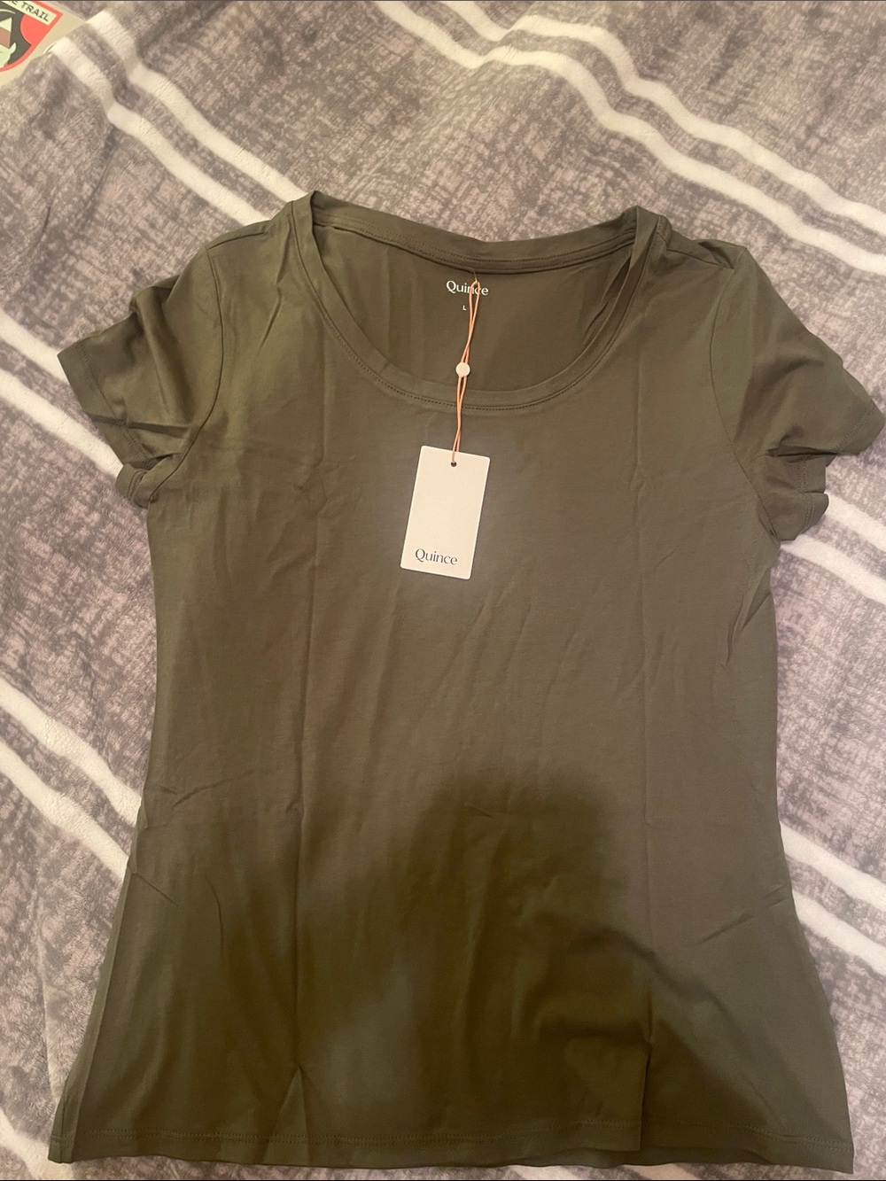 Quince Olive Green Short Sleeve Scoop Neck Tee